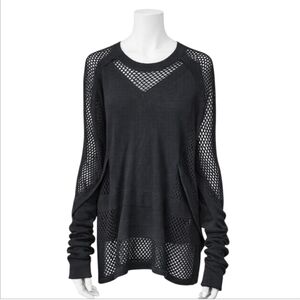 CRAIG GREEN | Black 100% Wool Open-Knit Elongated Sweater Size Large